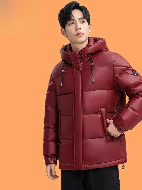 

Men's Hooded Stand Collar down Jaet Thiened Winter New Sle Color Blo Warm Coat Lightweight Du down Parka Outerwear