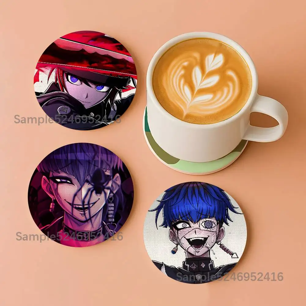 

H-Hundred Line Last Defense Academy Pattern Art Coasters Round Wooden Heat Resistant Non-Slip Home Decor Gift Multifunctional
