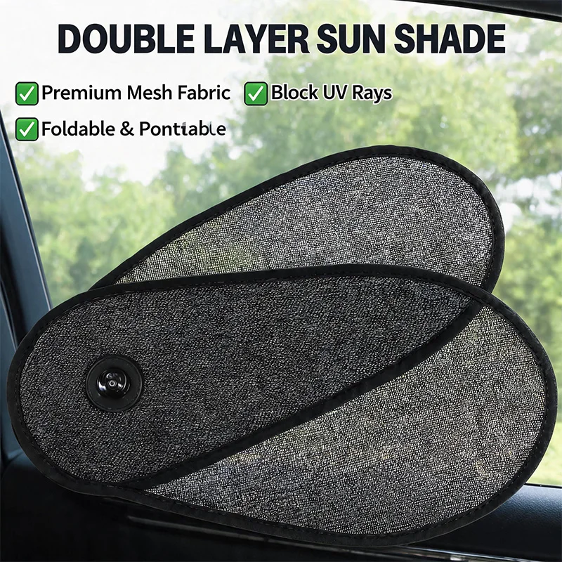 

Universal Fit Car Window Shade for Baby Adjustable Rotatable Mesh Sun Blocker Driver Side Suction Cups Glare UV Protection