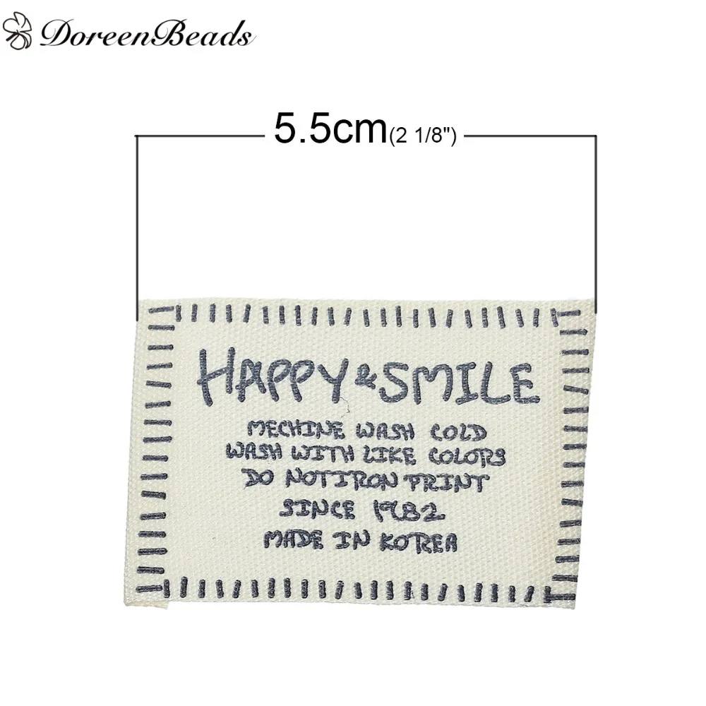 DoreenBeads Cotton Woven Printed Garment Labels Tags DIY Scrapbooking Craft Rectangle Green Coat Bag Sewing Crafts, 10-200PCs
