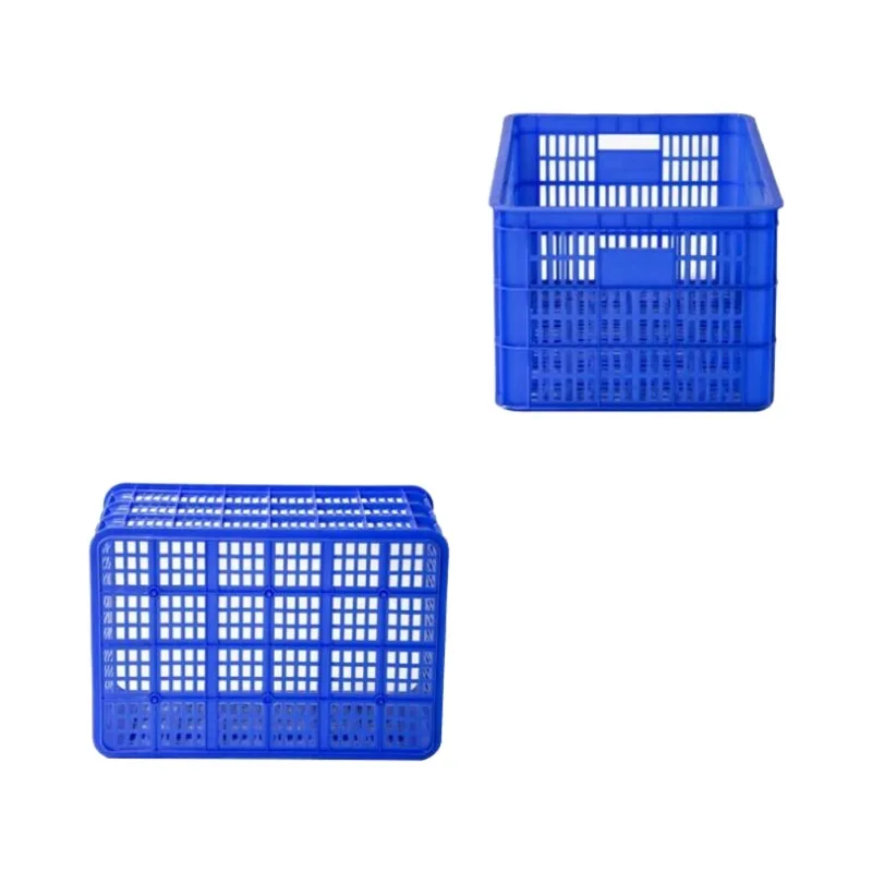 Recyclable stacking and nesting mesh plastic crates for vegetable storage