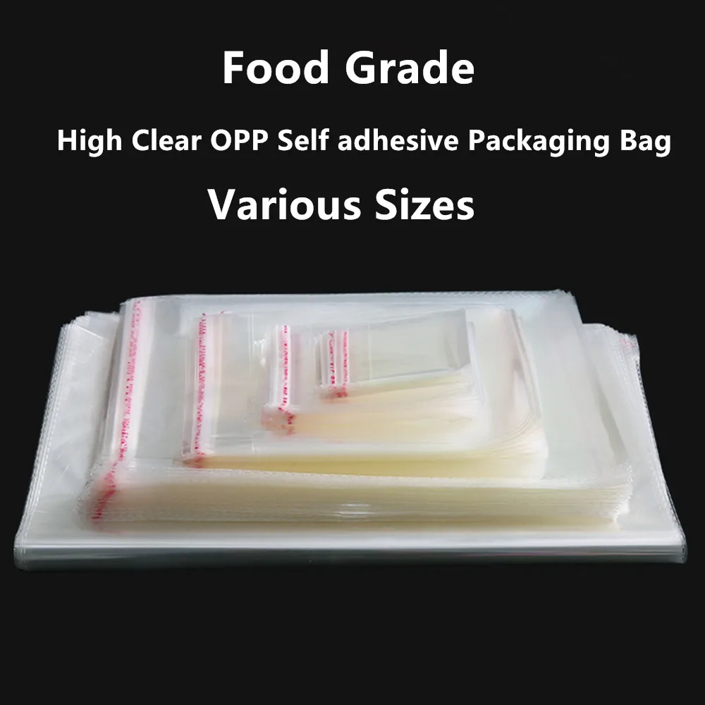 200pcs Clear OPP Self Adhesive Seal Bags - Glue Strip Self Sealed Clear Poly Pouch, Phone Case Jewelry Cloth Plastic Packing Bag