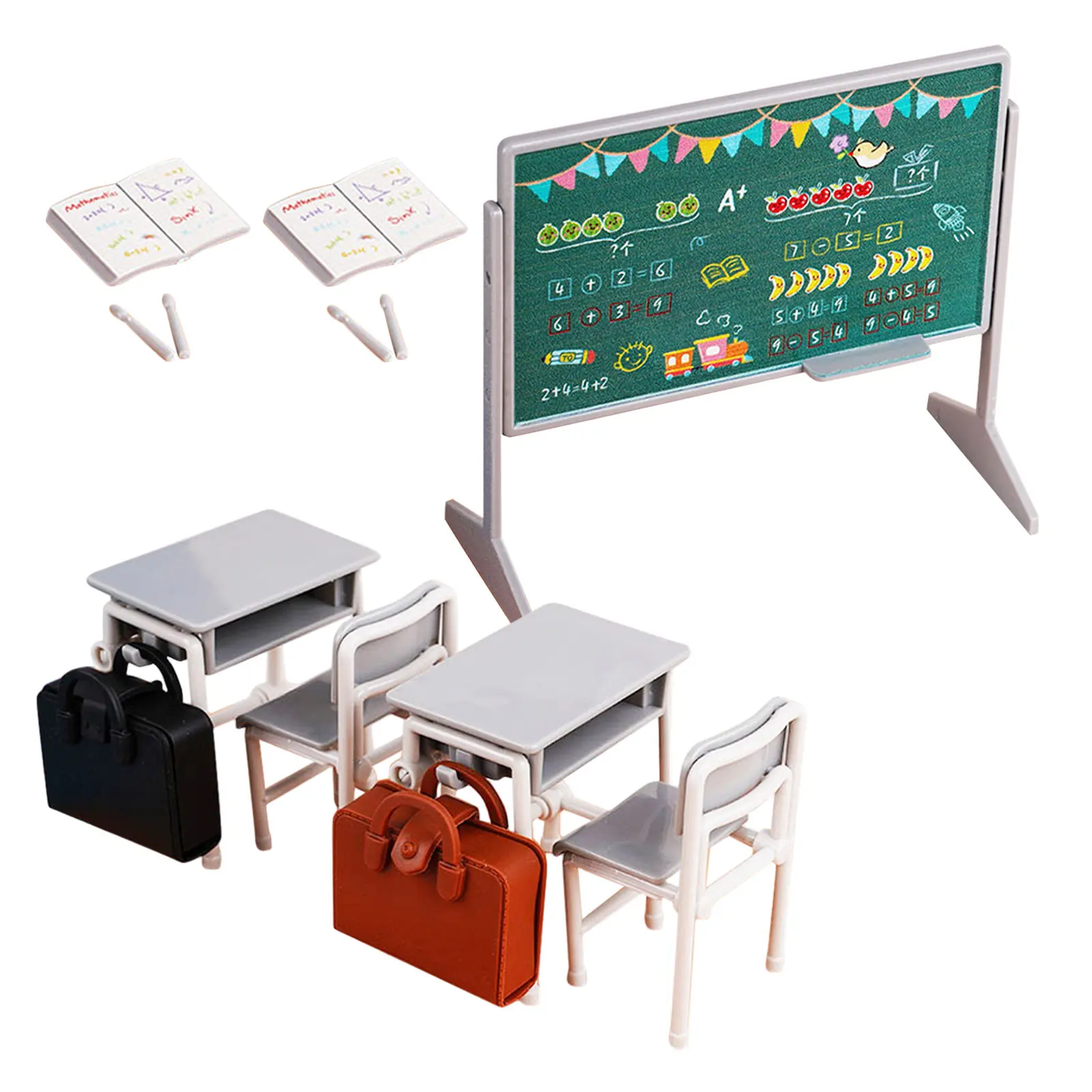 

Набор миниатюрных школьных парт и стульев, реалистичная мебель для кукольного домика, декор для мини-класса ручной работы, стулья для кукольного домика