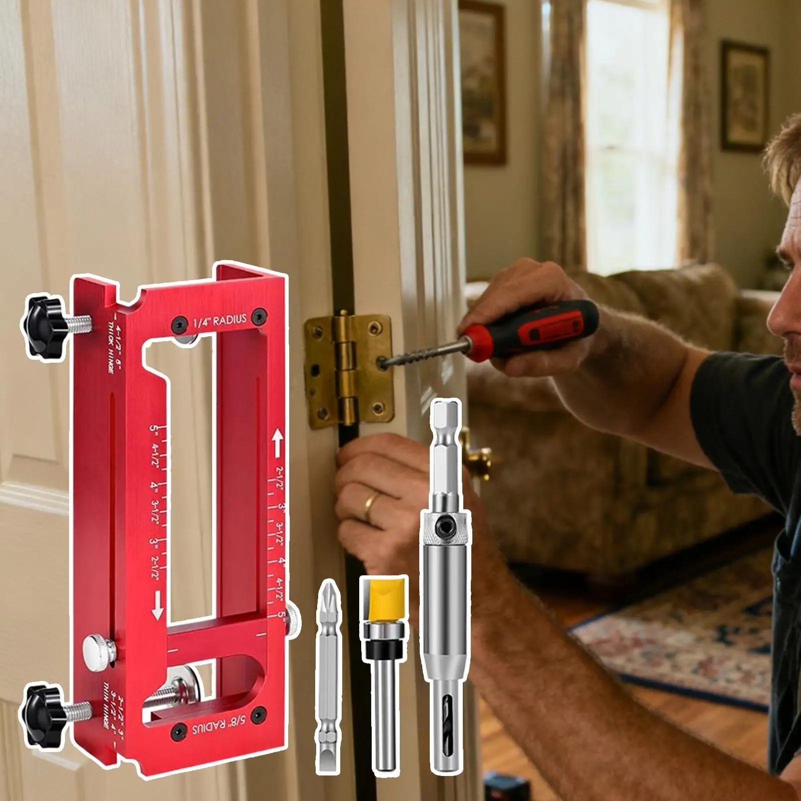 

Шаблон фрезера для дверных петель 2-в-1, деревообрабатывающий инструмент, деревообрабатывающий шарнир, врезной приспособление для плотников, столяров, подрядчиков, сделай сам