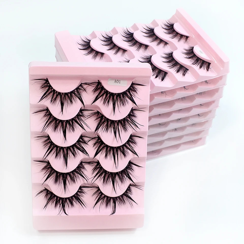 RED SIREN Eyelashes Makeup 5 Pairs Soft Natural Mink Lashes Korean Fashion Manga Lashes