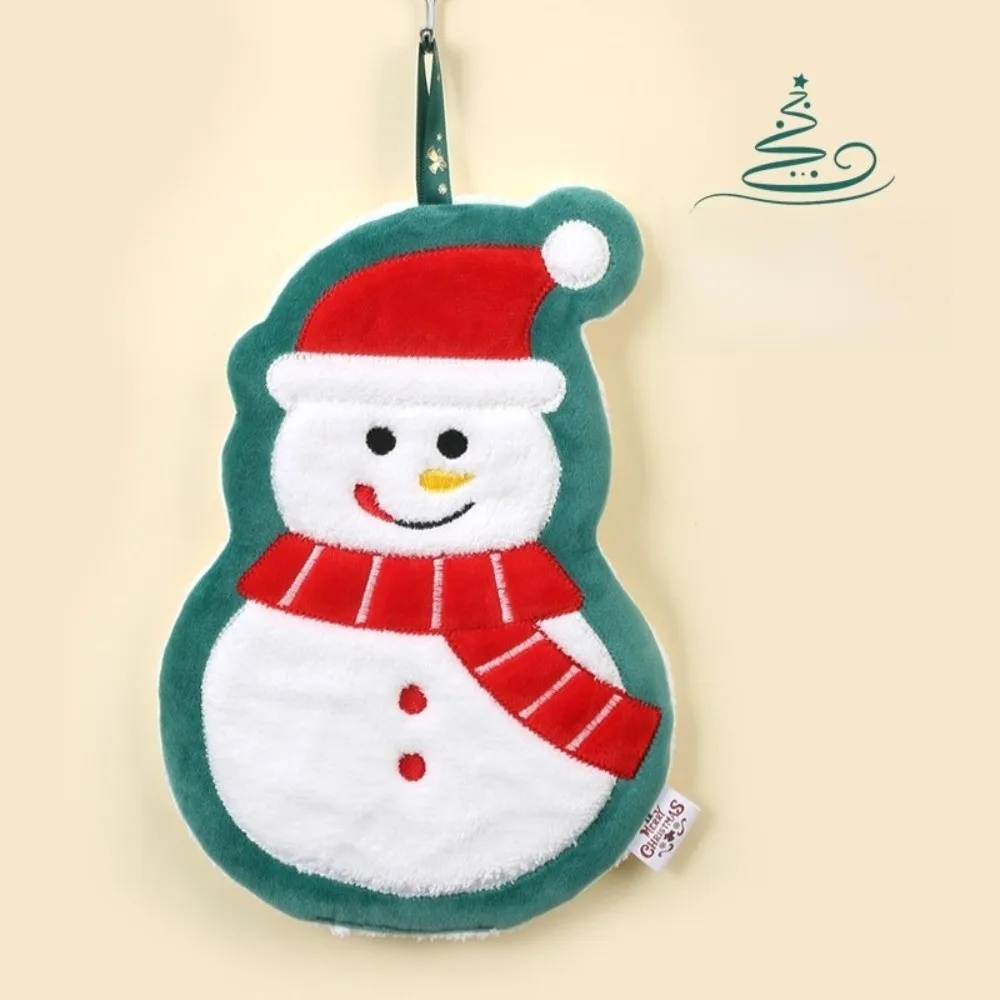 Cartoon Snowman Christmas Hand Towel Coral Fleece Quick-drying Wipe Cloth Absorbent Christmas Decor Kitchen Cleaning Rag
