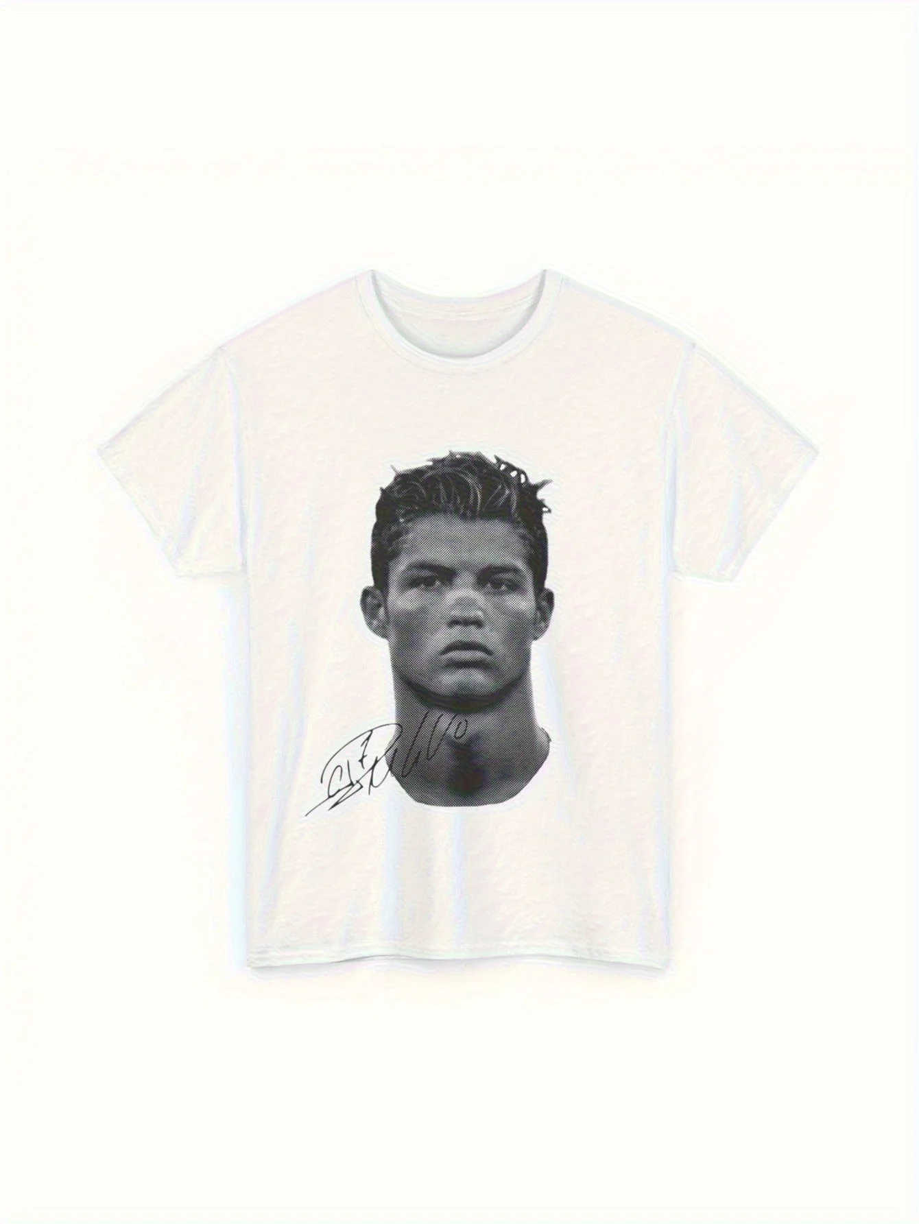 Camiseta de fútbol Retro Vintage Cristiano Ronaldo CR7 para hombre, camiseta blanca con retrato, tela suave de alta calidad