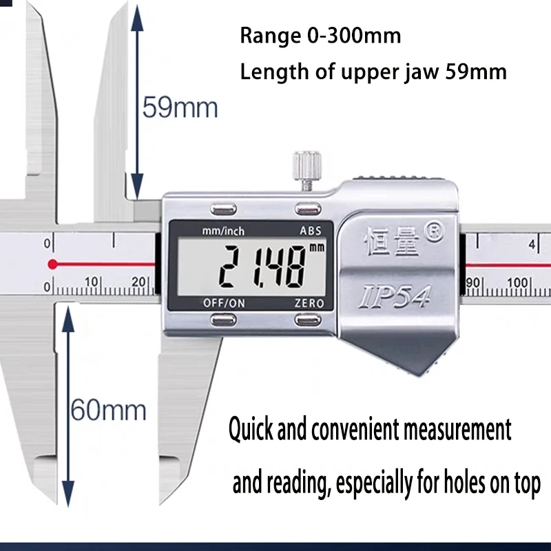 lengthening long upper jaws digital venier dial caliper extend internal measurement inner diameter inside hole Visual reading