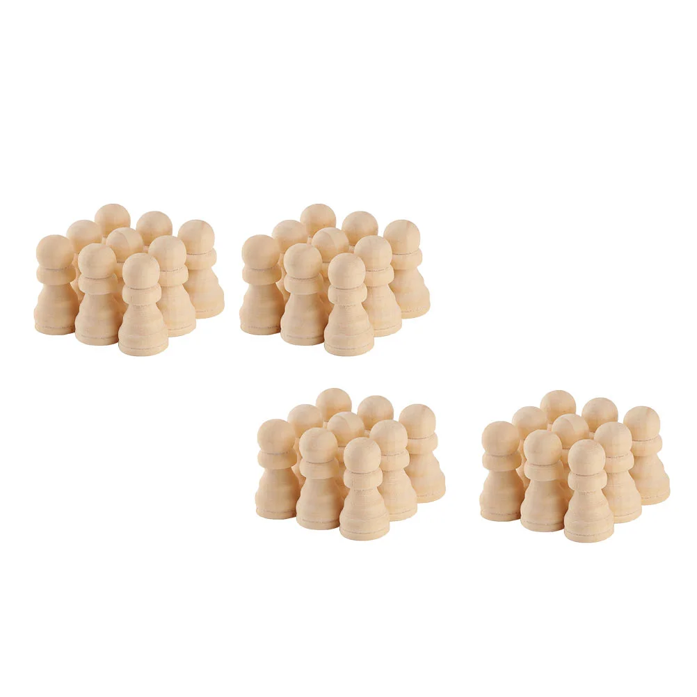 

50 Pcs Wooden Chess Pieces Peg Dolls Graffiti Puppet DIY Painting Crafts Blank Board Game Accessories Child