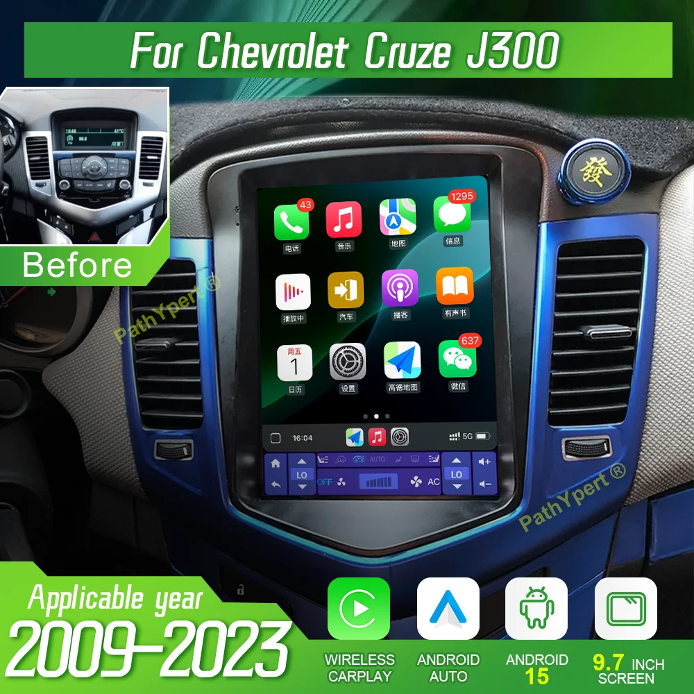 

9.7" Android 15 Car Radio For Chevrolet Cruze J300 2009-2023 Multimedia Player Auto Bluetooth Wireless Carplay WIFI Head Unit