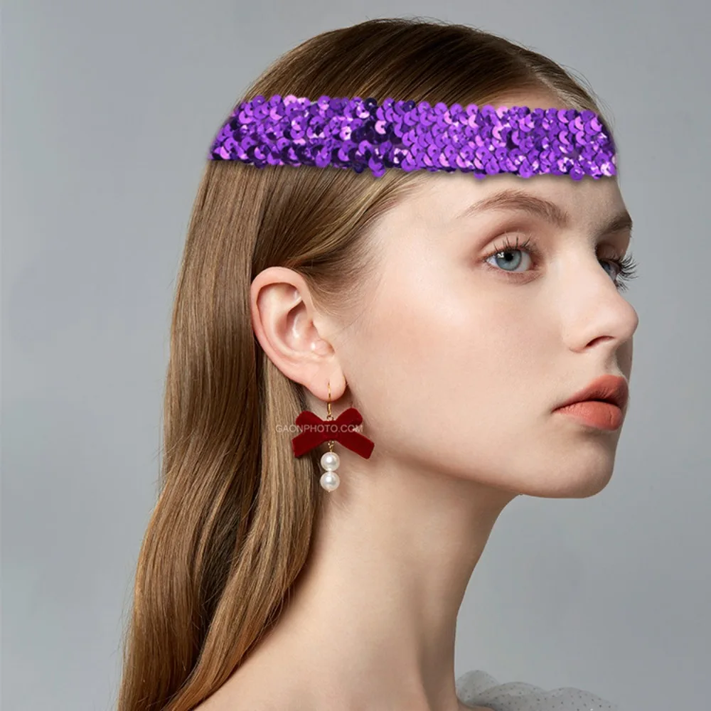 

Party Gift Indian Sequins Sequin Headband Shiny Bow Headwear Glitter Hairband Hair Accessories Girl Elastic Hairbow