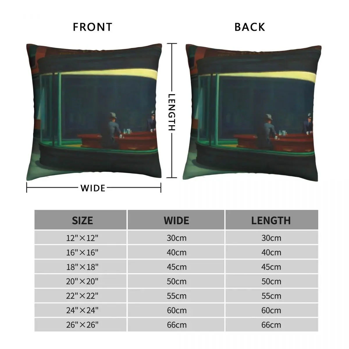 Nighthawks Edward Hopper Square Pillowcase Polyester Linen Velvet Printed Zip Decor Pillow Case Car Cushion Case 45x45