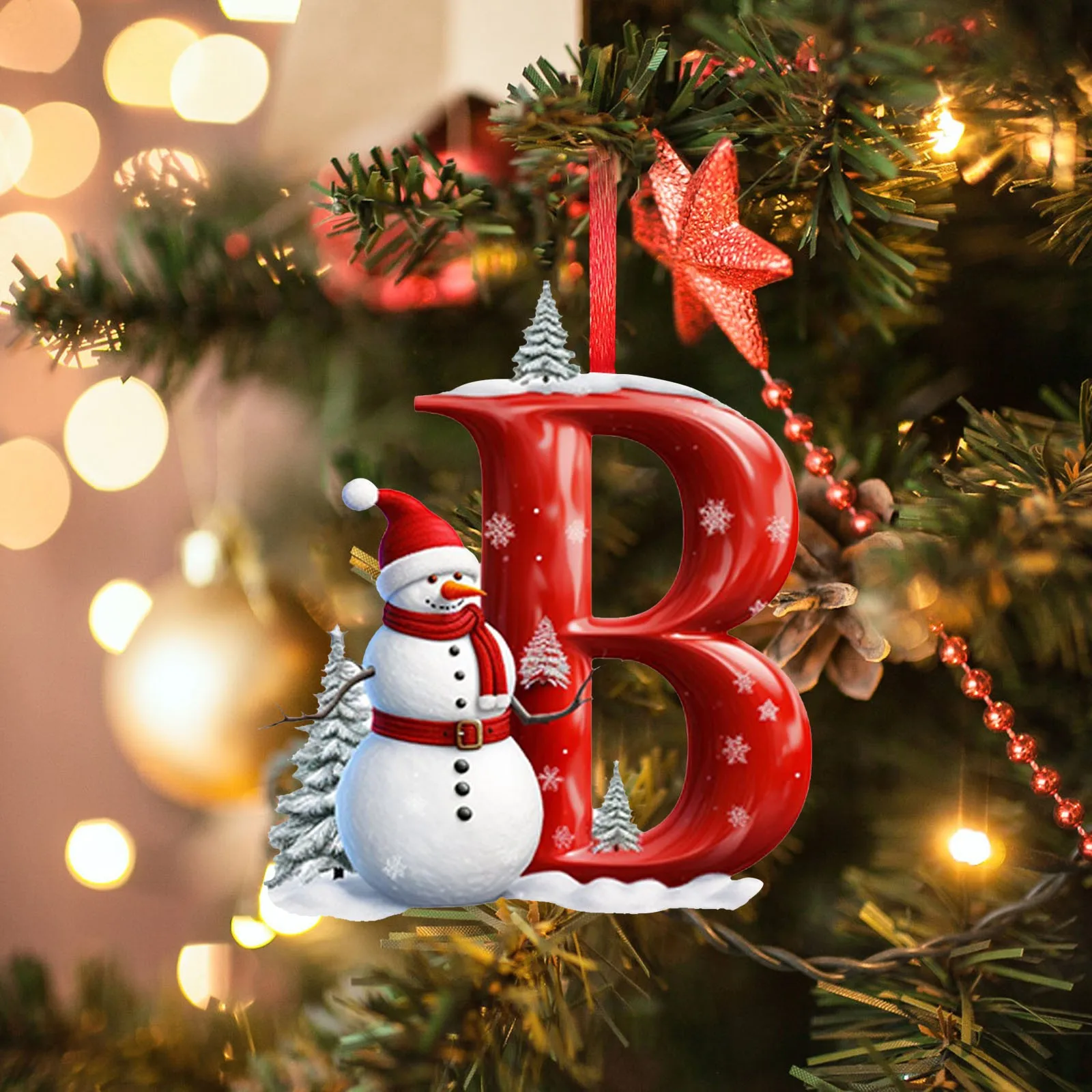 Weihnachtsbaum-Dekor, Buchstaben-Anhänger, Acryl, A-Z, 26 Buchstaben, Zuhause, Urlaub, Anhänger, Weihnachtsschmuck, Navidad, Natal, Neujahr 2025,