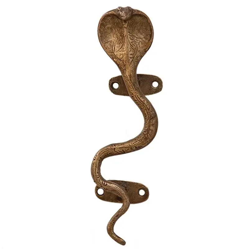 Cobra, Indian handmade brass folio cabinet door handle, personalized surface-mounted indoor door handle