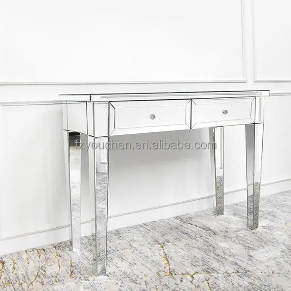 White Glass 7 Drawer Mirrored Dressing Table Eco-friendly