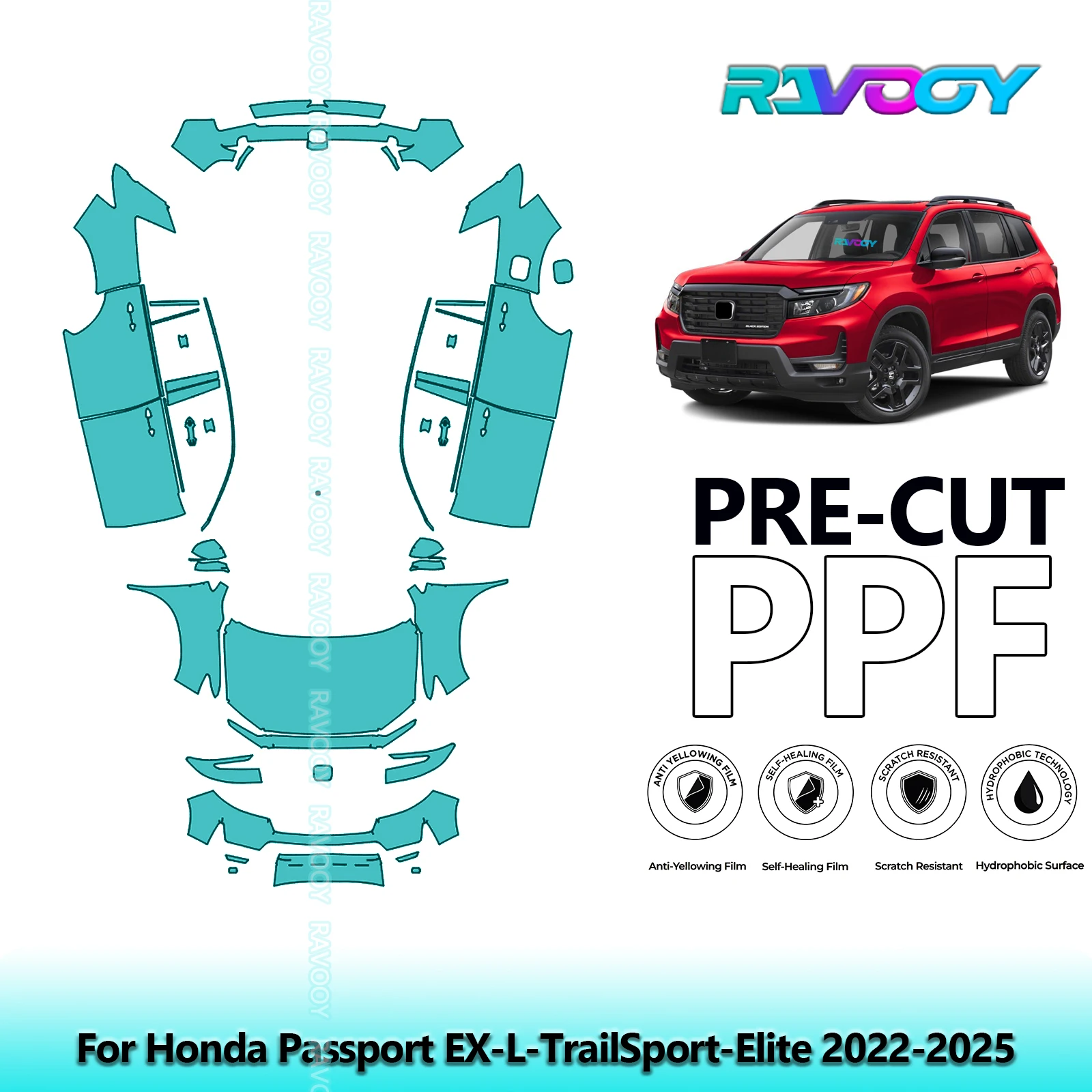 

Car Precut PPF Paint Protection Film Full Vehicle For Honda Passport EX-L-TrailSport-Elite 2022-2025