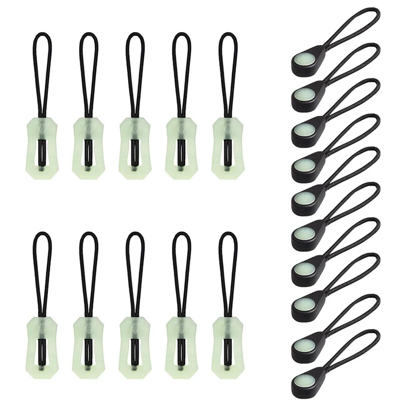 20 Pcs Self Luminous Zipper Pulls, Zipper Puller Head Glow In The Dark Anti Lost For Outdoor Mountaineering Camping Easy To Use