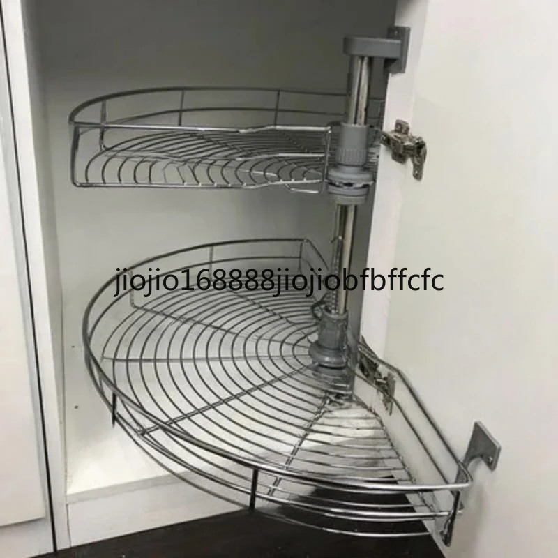 Suitable for The arc-shaped pull-out basket in the corner of the cabinet can be rotated 180 degrees for a double-layer storage
