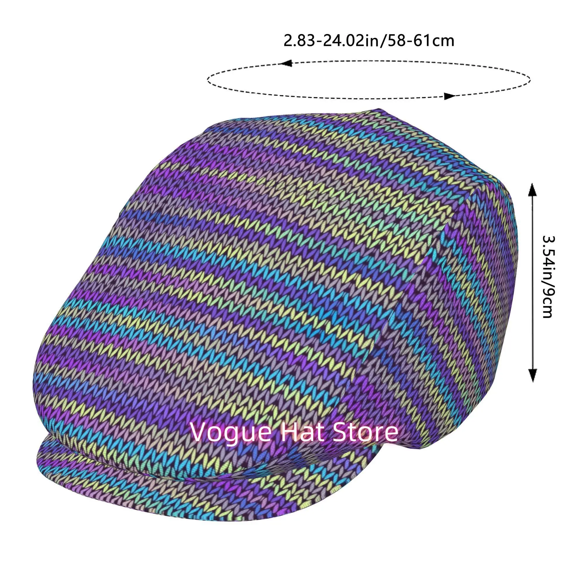 1pc Textured Knitwear Color Pattern All-over printed beret, retro newsboy cap, unisex, a must-have fashion accessory for outdoor