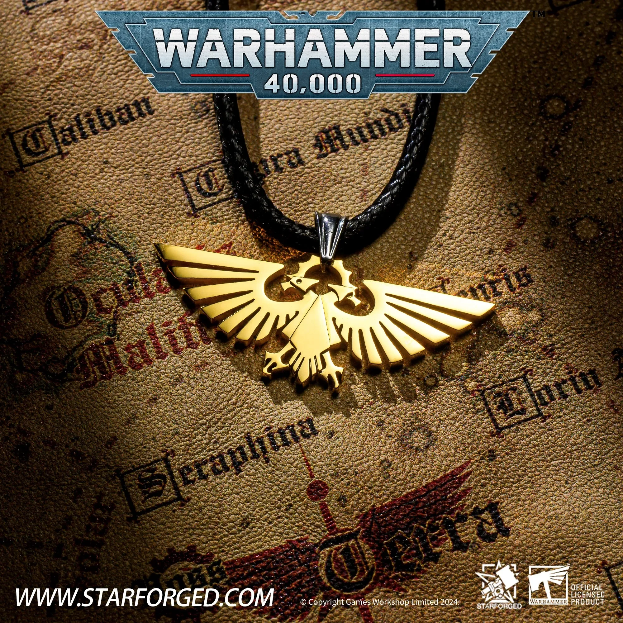 Starforged Warhammer 40K Peripheral Empire Skyhawk Titanium Steel Gold Plated Necklace Pendant Loyalty Game Decorative Necklace