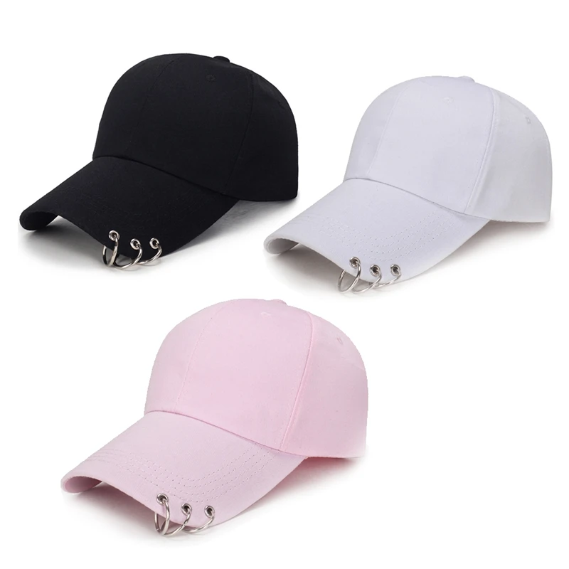 Hip Hop Panama Breathable Golf Caps Snapback Gothic Punk Baseball Cap Unisex Beach Sports Hats Metal Rings Casquette Visors Hat