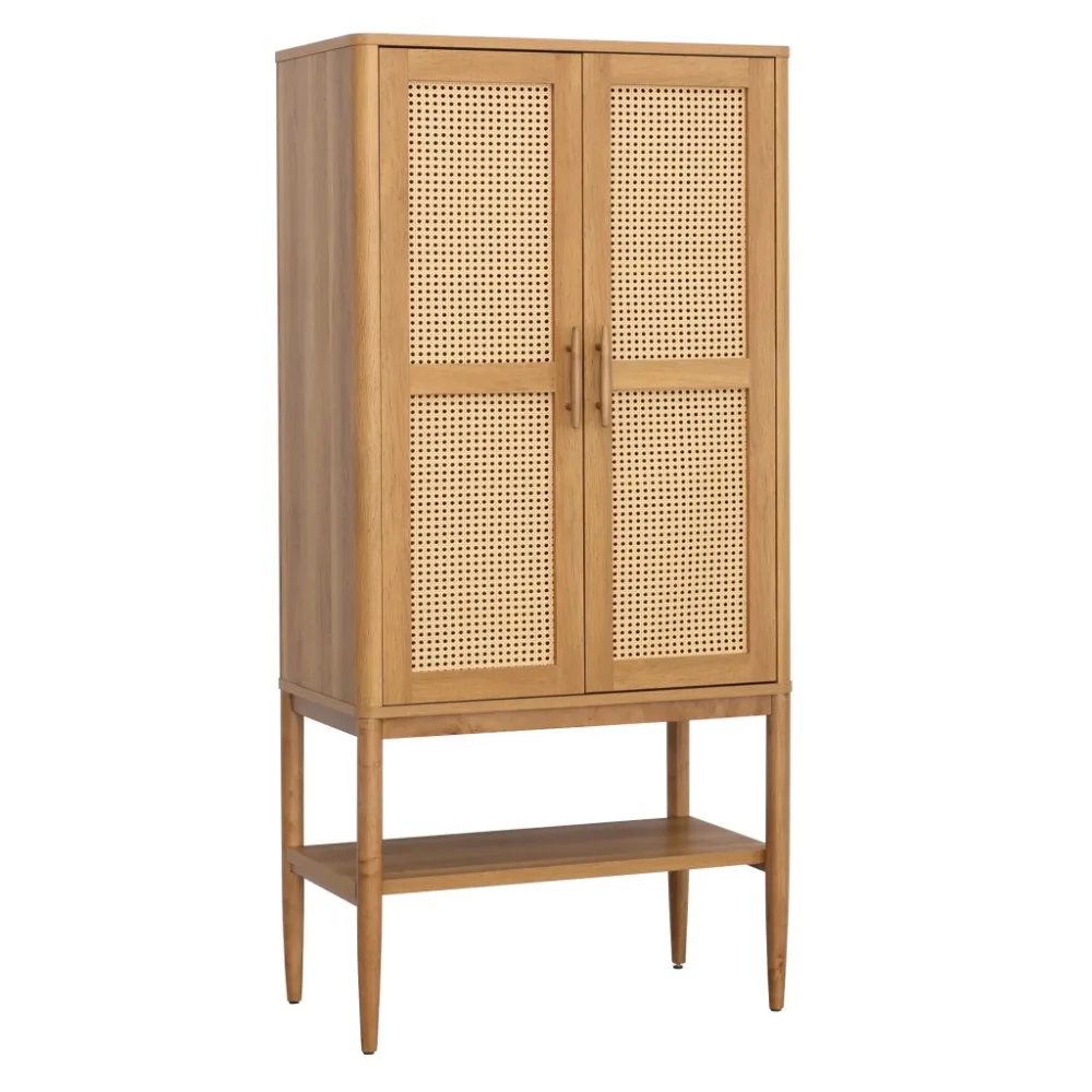 2024 New Springwood Caning Storage Cabinet, Light Honey Finish