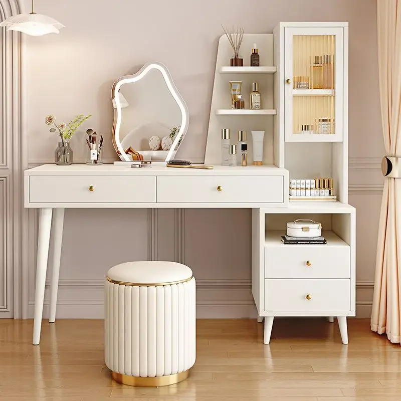 Luxury White Desk Dressing Table Makeup Mobile Cosmetic Wood Vanity Table Coffee Muebles Para Dormitorio Dresser Furniture