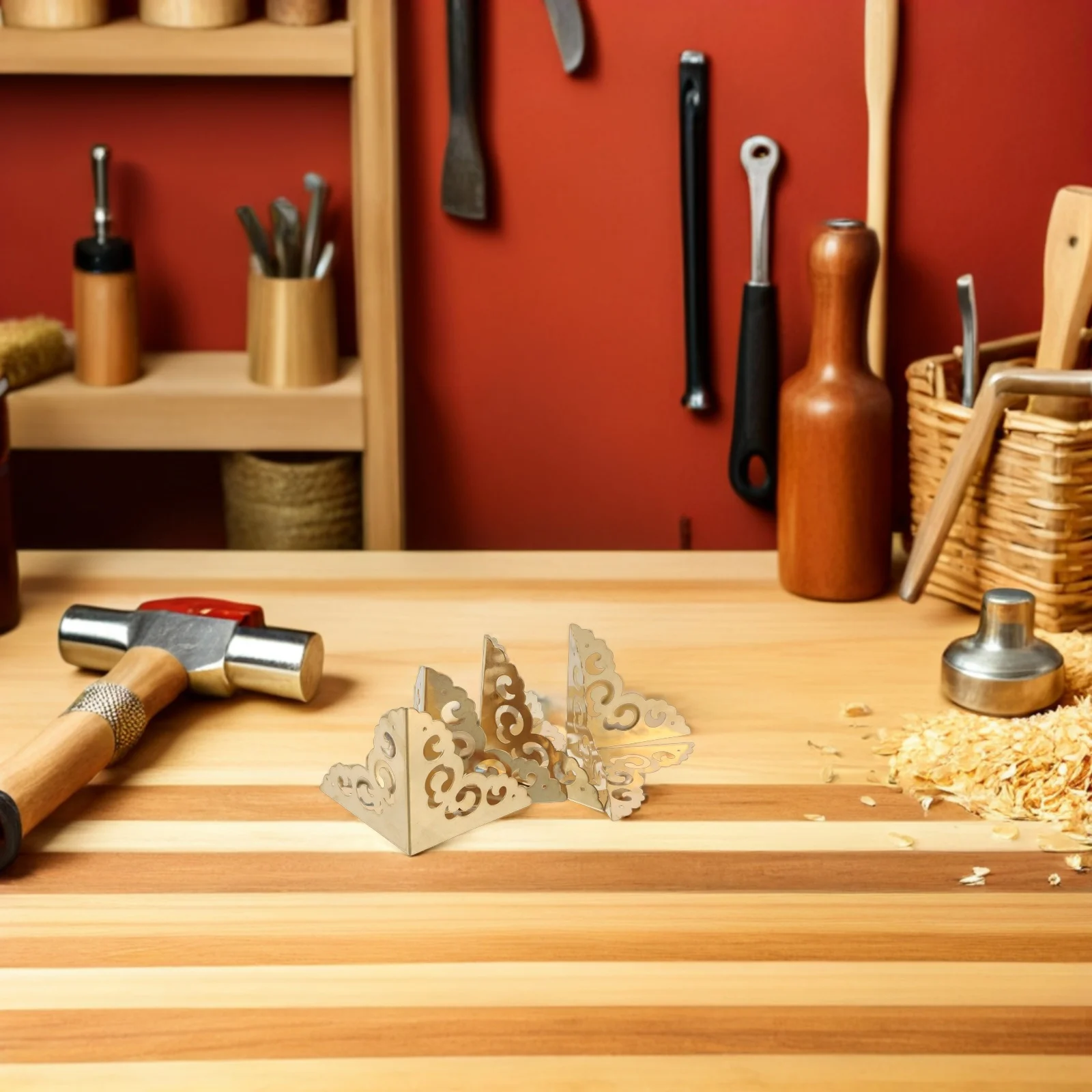 

4Pcs Brass Corner Guards for Wood Box - Vintage Metal Corner Protector - Decorative Triangle Edge Guard for Furniture Cabinet