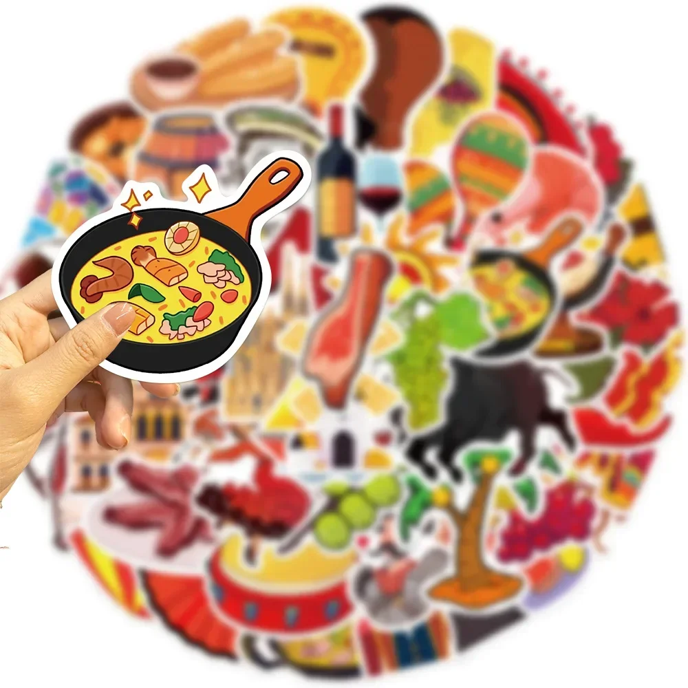 50PC Cartoon Spanish style graffiti Sticker Aesthetic Children's Korean Decoration Scrapbooking Stationery School Supplies