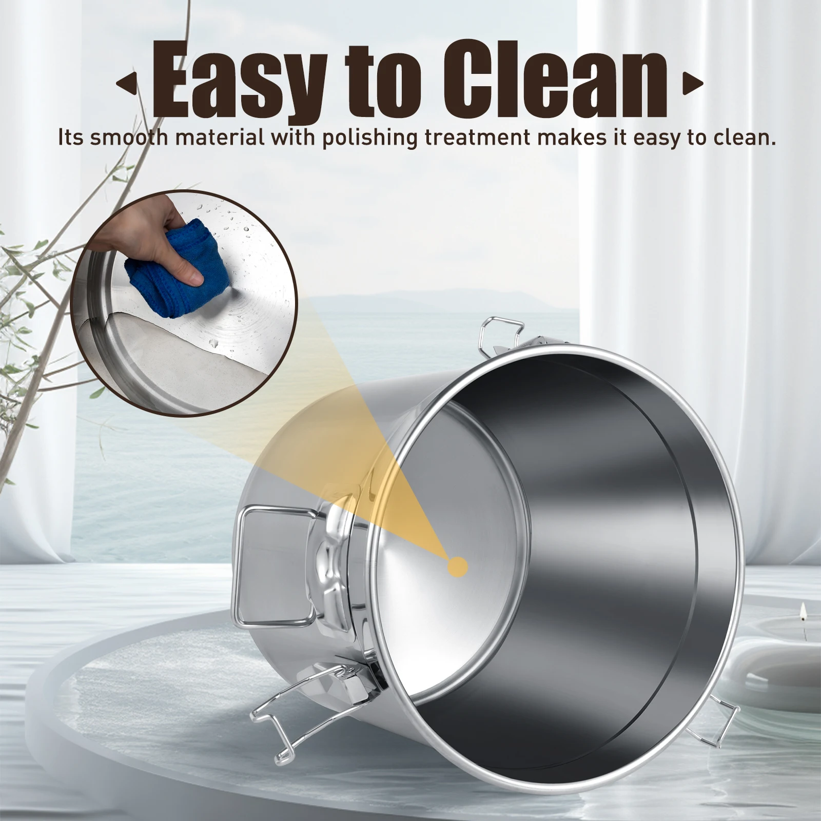 

Stainless Steel Rice Bucket Silicon Silver Modern Simple Cylinder Polishing Butt Welding With Lid Food Storage