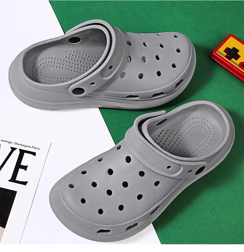 Summer Man Sandals Black And Grey Sandal Clogs EVA Sandals Outdoor Sandal Bath Sandle Man Beach Shoes Casual  Shoes