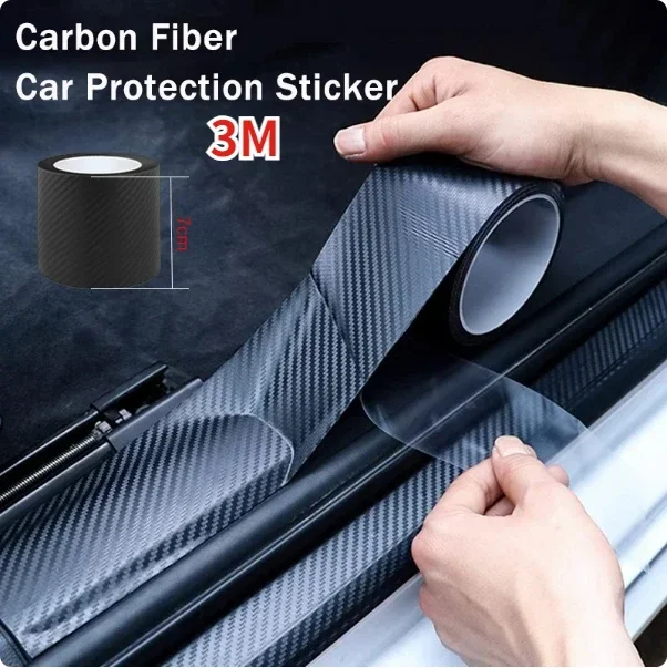 Nano Carbon Fiber Car Sticker Paste Protector Strip DIY Automotive Protective Film Auto Door Sill Side Mirror Anti Scratch Tape