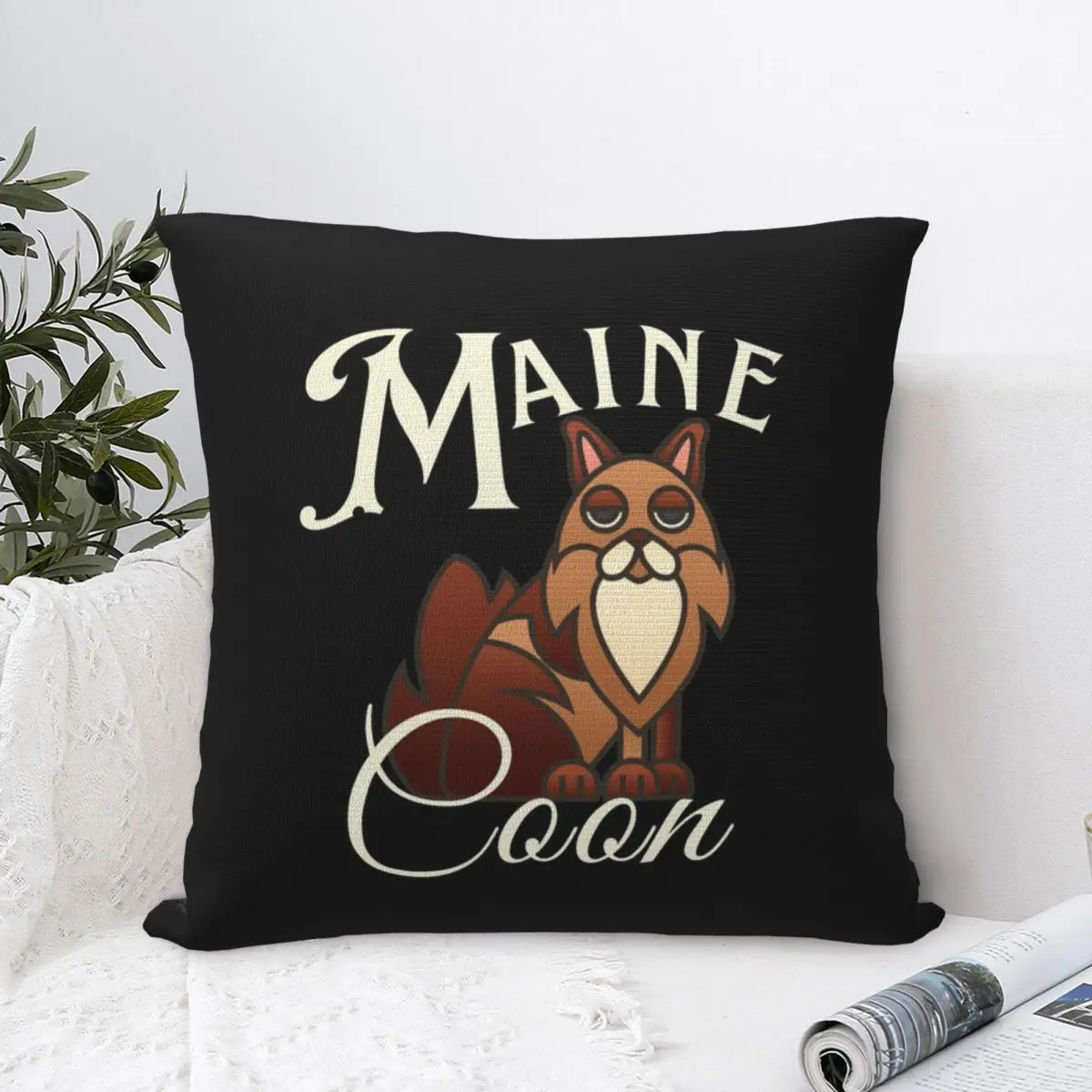 Victorian Maine Coon - Beige Text Pillowcase  Cushion Comfort Throw Pillow Sofa Decorative Cushions Used for Home Bedroom