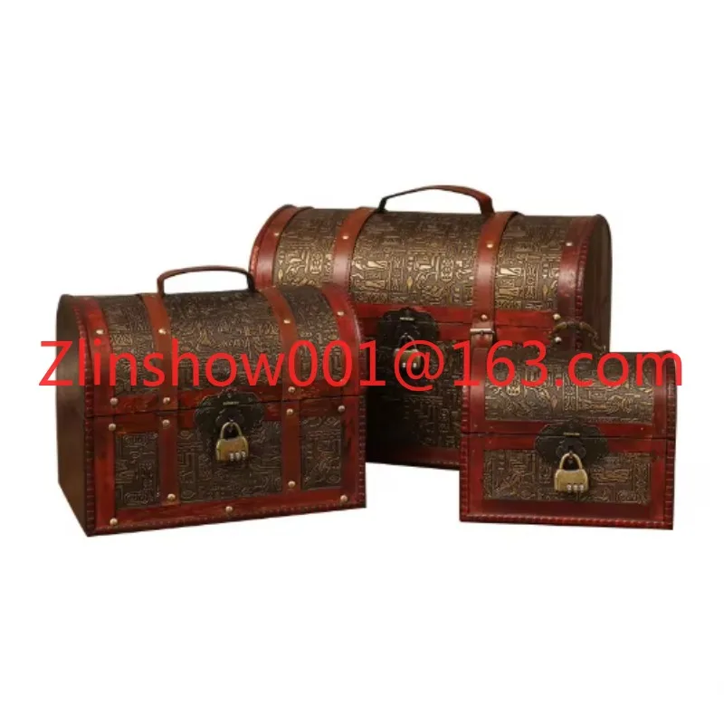 40cm Antique Wooden Box European Retro Clothing Storage Box Secret Room Photography Props