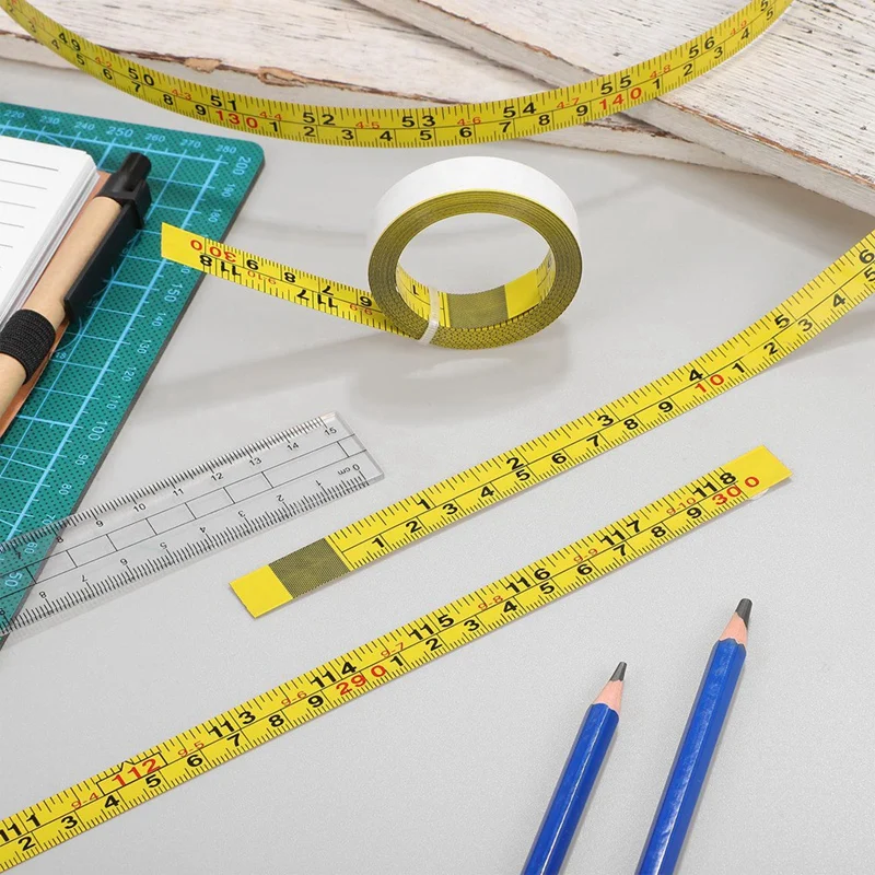 GIGI 2 Rolls Self Adhesive Measuring Tape Metric Tape Measure Peel And Stick Ruler Tapes For Woodworking Drafting Table Saw