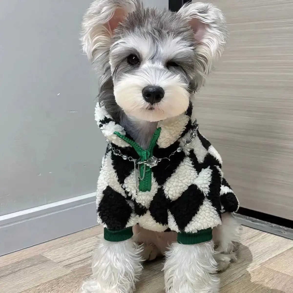 ins dog Checkerboard Coat Jacket FleeDog clothes Velvet Dog Costume for Small Dogs Winter Warm Puppy Cat Jacket Chihuahua