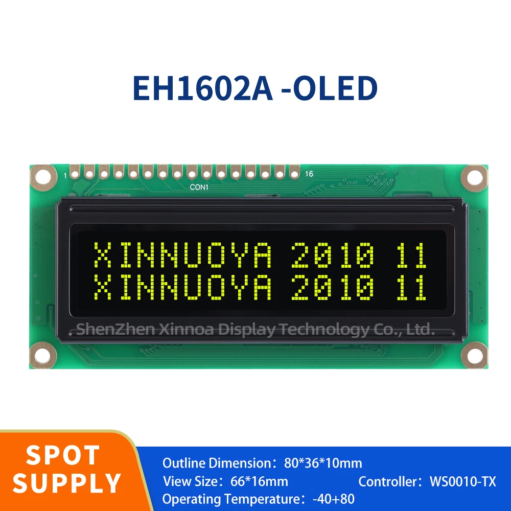 Black Background And Yellow Text OLED Display Screen 16PIN Parallel Interface Compatibility 1602 Character LCD Module Display