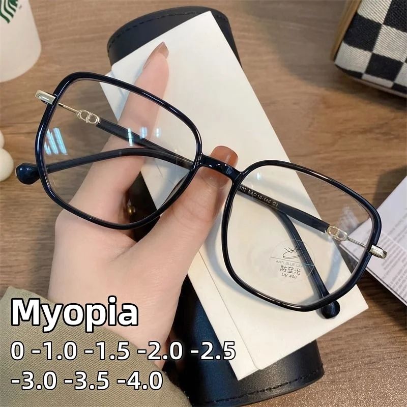 

Women's New Starry Glitter Myopia Glasses Fashion Square Frame Anti Blue Light Glasses Optical Prescription Eyeglasses 0 TO -4.0