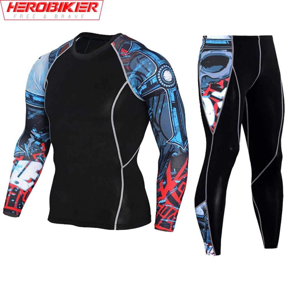 

Motocross Offroad Suit Men's Workout Set Compression Set Motorcycle Sports Tight Base Layer Suit Quick Dry Moisture-Wicking