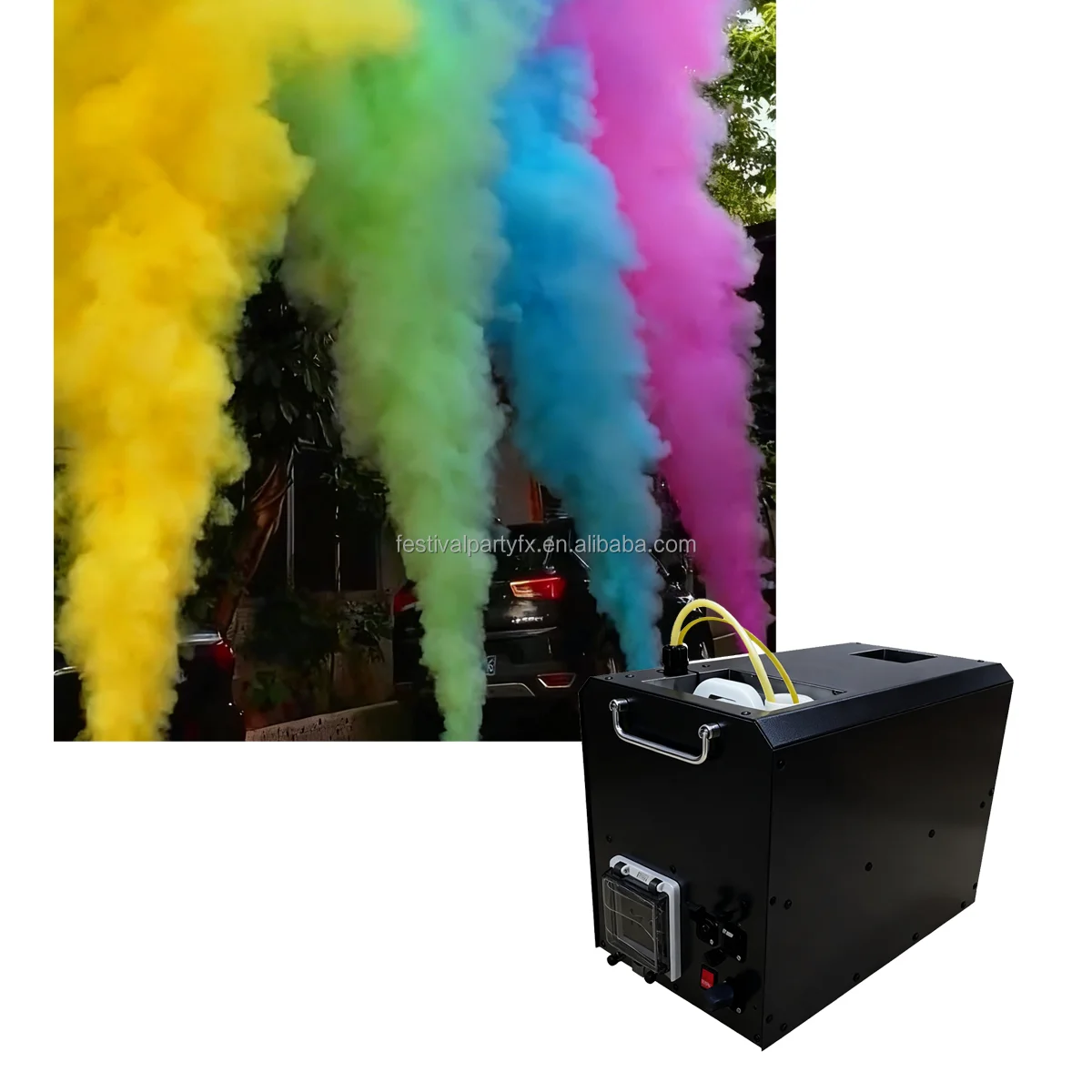 

Getyourreal Stage Effect Special Color Fog Smoke Machine DMX512 Control Iron Construction 110V/220V AC Powered Clubs Bars DJ Use