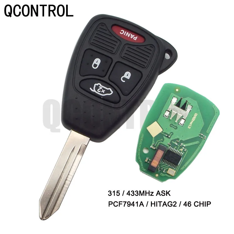 

QCONTROL Car Key Vehicle Remote for Chrysler Town &433MHz ID46 Chip Country Aspen 200 300 PT Cruiser Sebring Pacifica