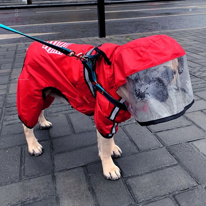 Large Brim Dog Raincoat With Hats Pet Reflective Rainproof Clothes Hoodies Rain Jacket Coat Small Medium Dogs Apparel Costume