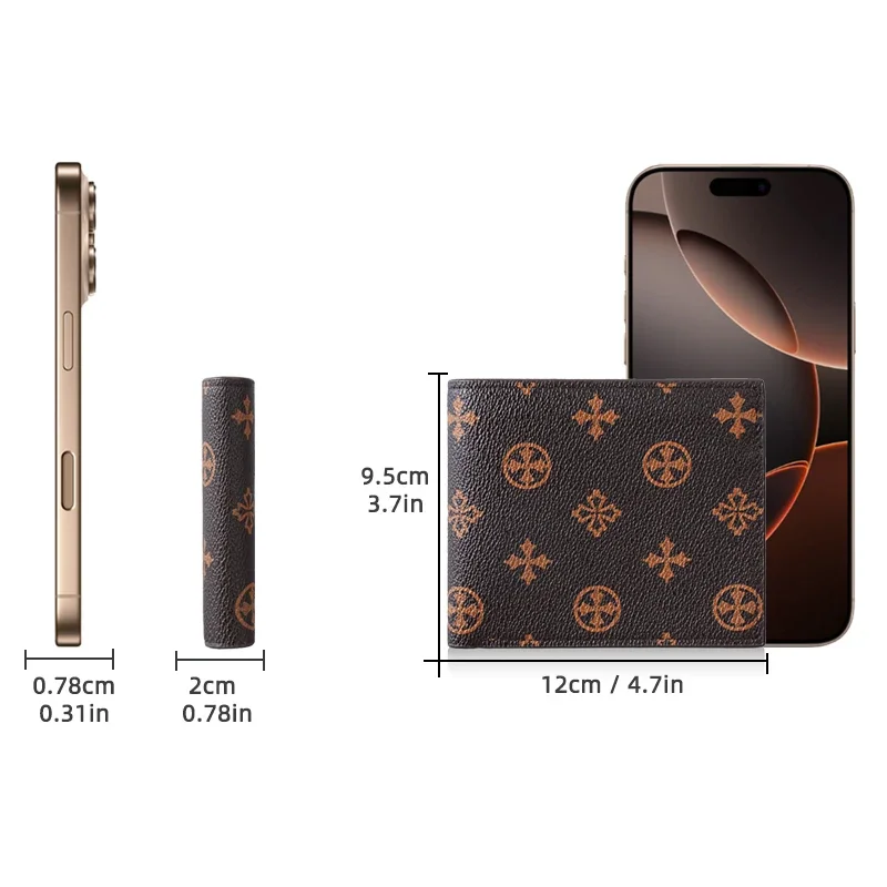 1Pcs-Baellerry Men's Vintage Floral Short Wallet, Classic Pattern Pu Leather Ultra-Thin , Business Commuter Wallet