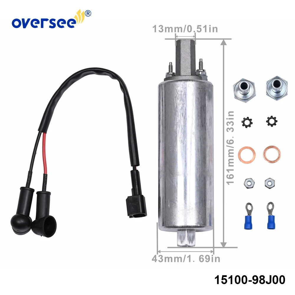 15100-98J00 Low Pressure Lift Fuel Pump for Suzuki Outboard 4 Stroke 200 225 250HP DF300 350 2019 and Up Engine Sierra 18-97305