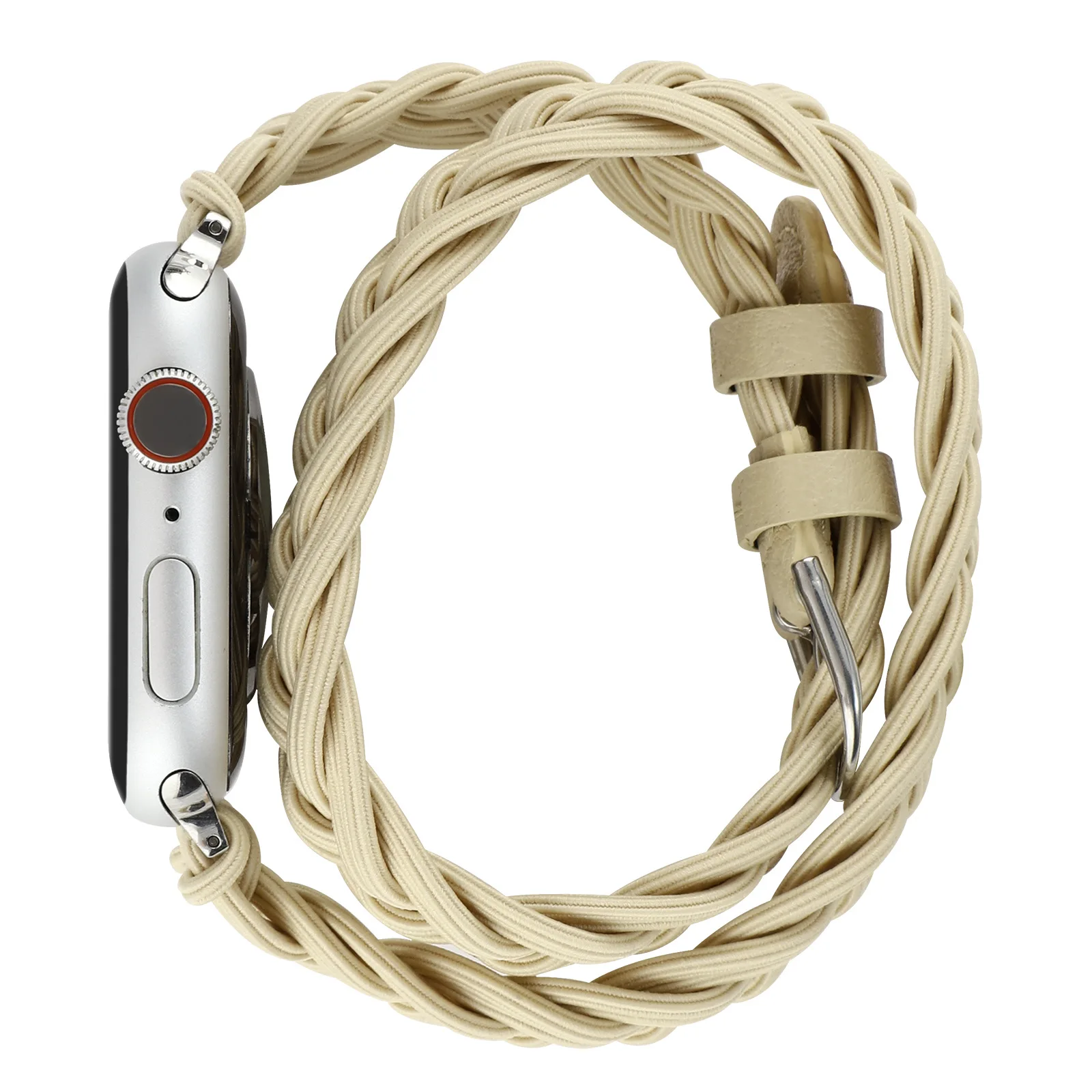 Elastic Braided Rope Double Loop Bracelet Belt For Apple Watch Band 38mm 40mm 41mm 44mm 45mm iWatch Strap 3 4 5 6 7 8 SE Ultra