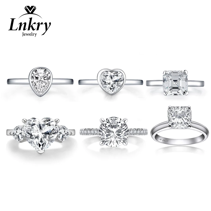 

Lnkry Sparkling Solitaire Simulated Diamond Wedding Ring Original and Pure 925 Sterling Silver Cubic Zircon Rings for Women Gift