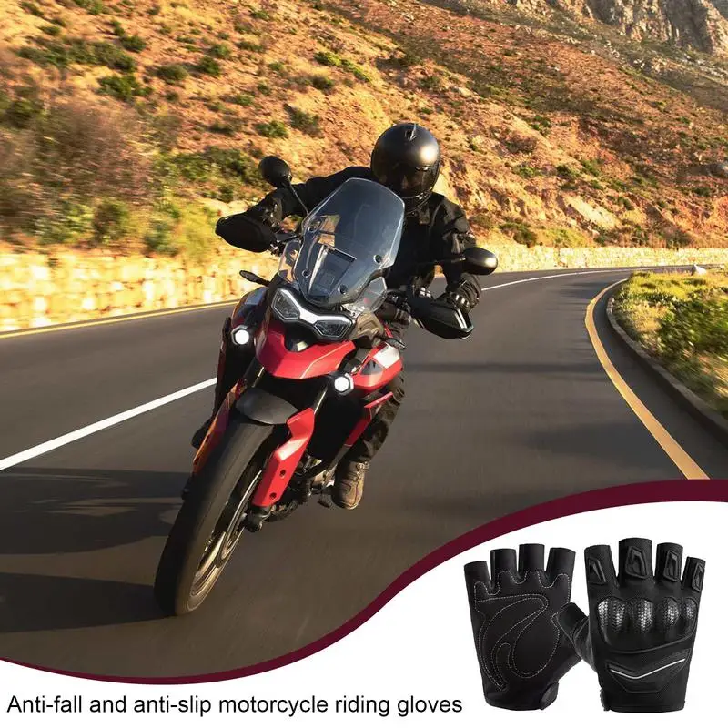 Summer Motorcycle Gloves Sweat-proof Half Finger Gloves Anti-Fall All Seasons Non-slip Woven Shell Gloves For Fitness Training