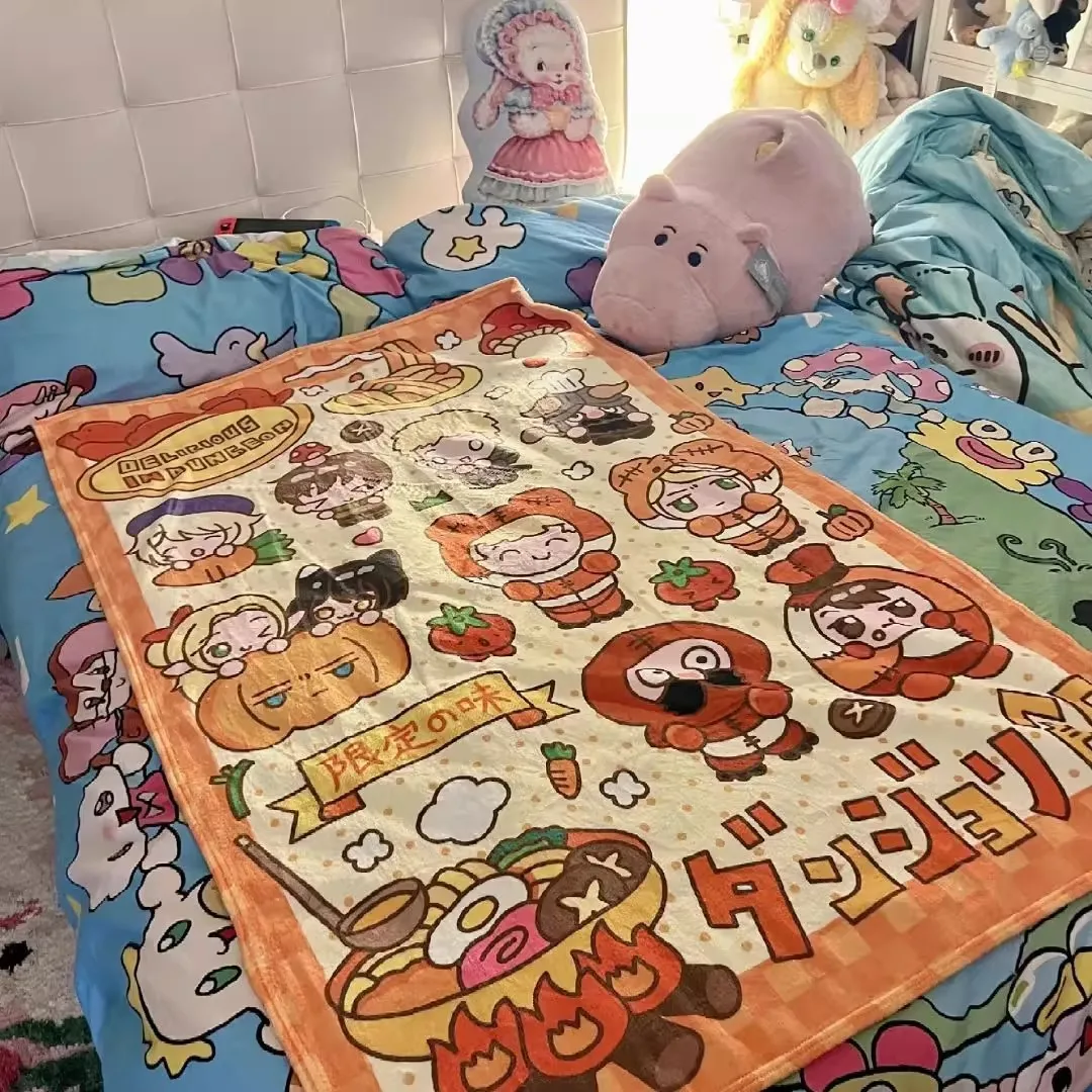 Delicious in Dungeon Flannel Nap Blanket Air Conditioning Blankets Kawaii Cosplay Home Sofa Lunch Break Adult Blanket Gifts