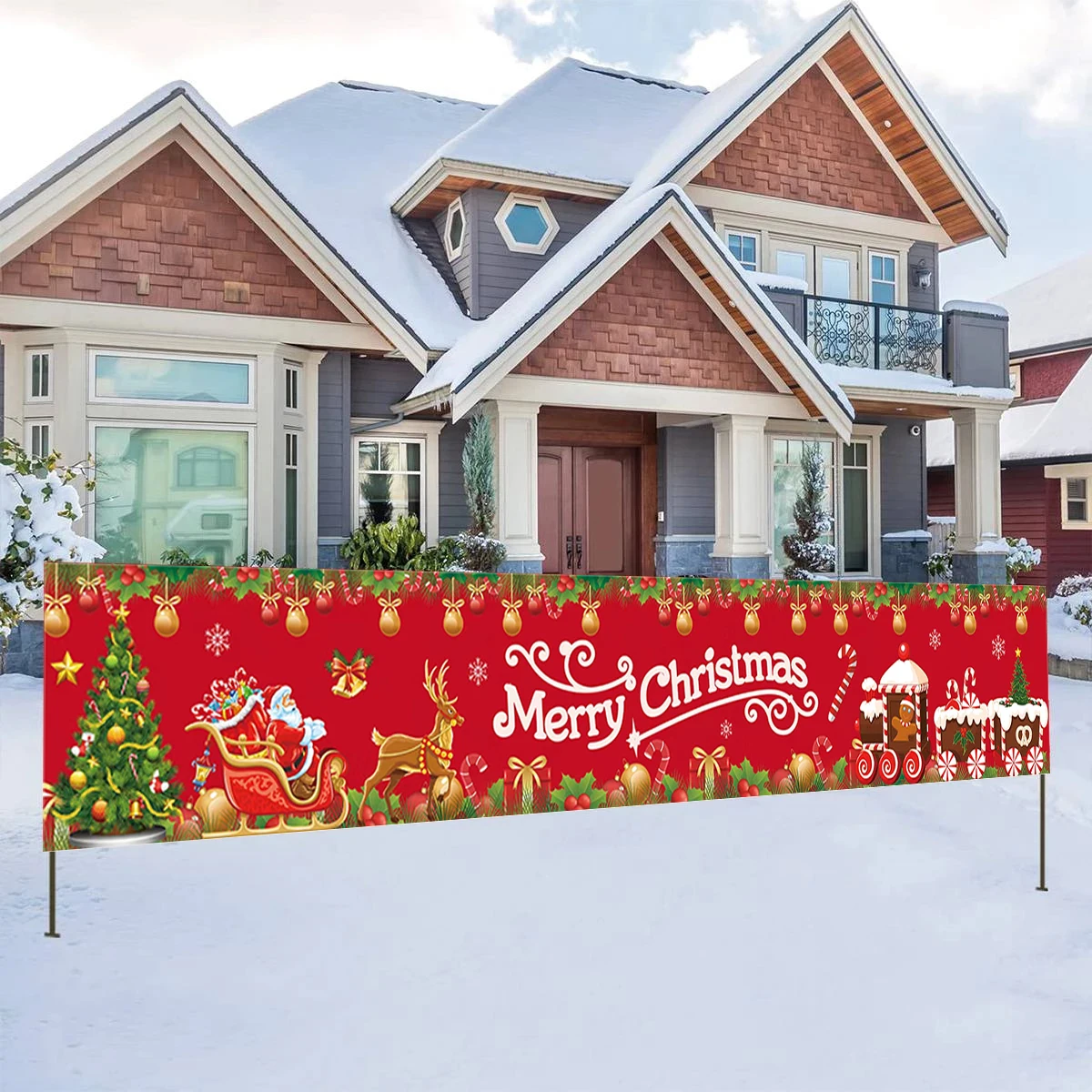 Christmas Outdoor Banner Merry Christmas Decorations For Home 2024 Outdoor Decor Xmas Navidad Noel Natal Happy New Year 2024