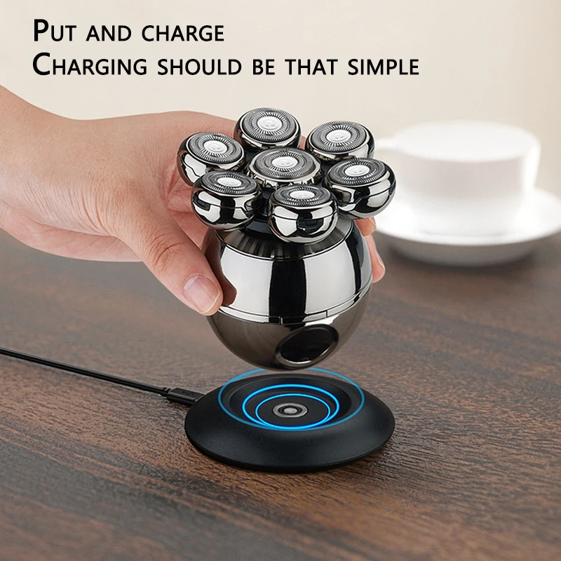 ماكينة حلاقة كهربائية احترافية للرجال ماكينة تشذيب شعر اللحية ماكينة حلاقة كهربائية للوجه قابلة لإعادة الشحن ماكينة حلاقة برأس أصلع شاشة LCD